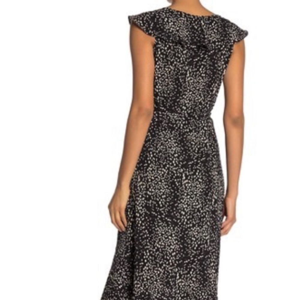 Max Studio Patterned Ruffle Wrap Midi Dress - Picture 3 of 5